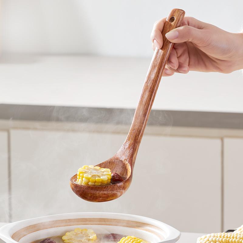 Natural Wood Tableware Spoon Utensils for Nonstick Cookware Handmade Cooking Spoons Dinnerware Sets Tableware Kitchen Tool