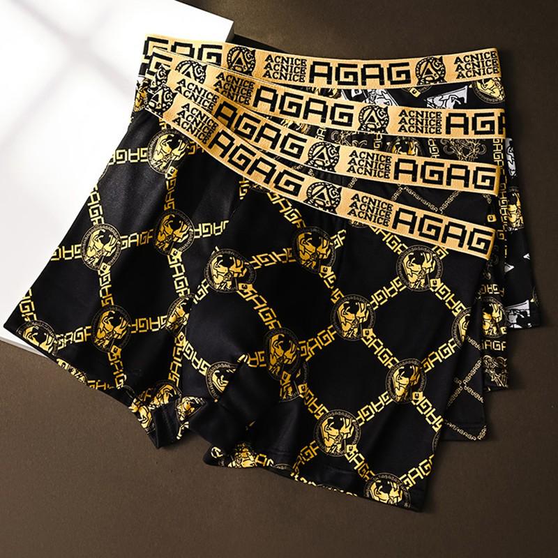 Men's Luxury Black & Gold Boxer Shorts - Loose Fit, Plus Size, Trendy for Teens & Adults