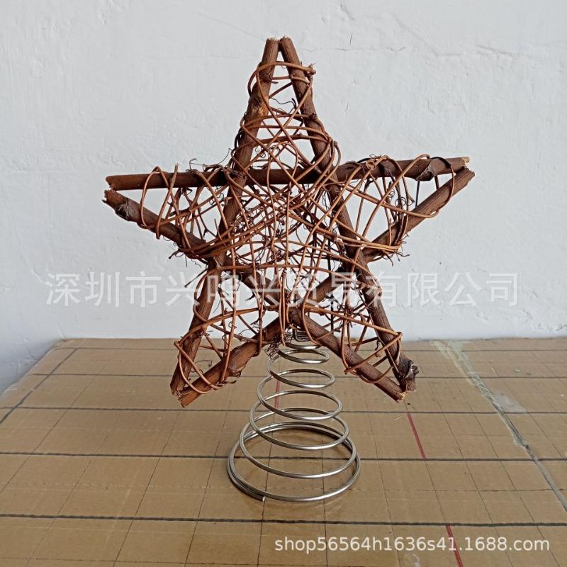 

Christmas soil vine spring pentagram tree top decoration, Christmas atmosphere decoration home desktop ornament