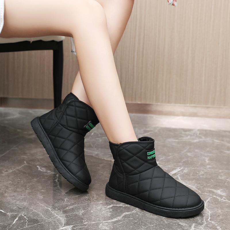 2025 Woman Snow Boots Slip-on Plush Warm Simple Women Cottom Shoes Outdoor Non Slip Waterproof Works Shoes Ankle Boots Versatile
