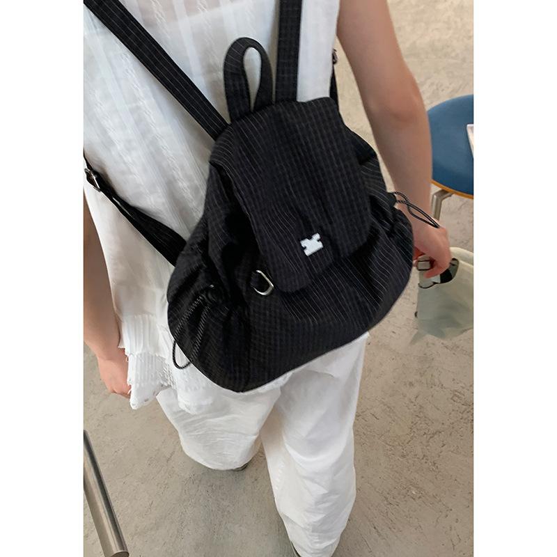 College style plaid nylon bag women's 2025 new backpack leisure travel backpack