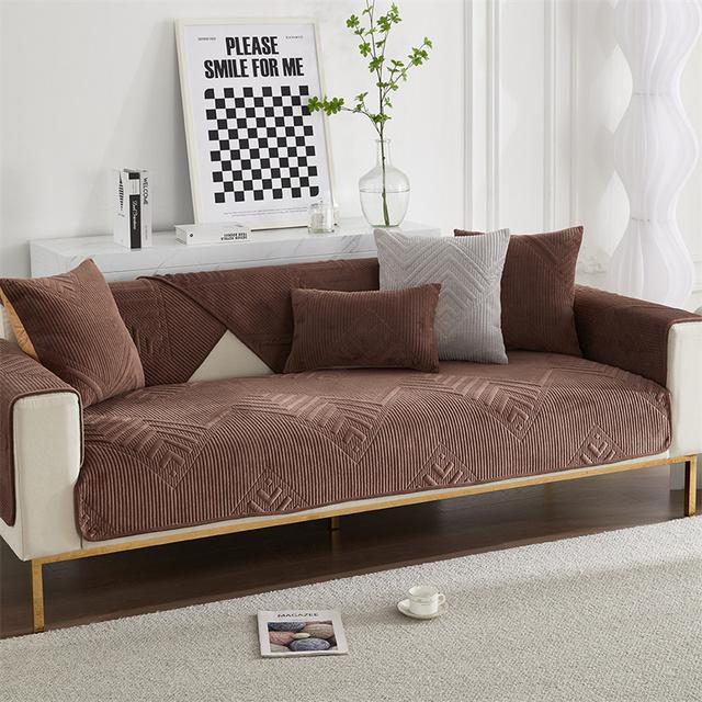 Thicken Plush Sofa Cover Solid Universal Sofa Mat Towel Anti -Slip Sectional Couch Cushion Slipcovers For Living Room Home Decor