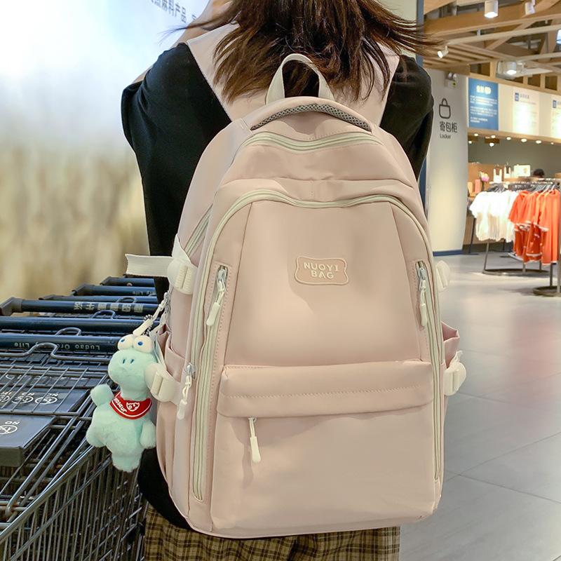 School bag children girls elementary school students solid color backpack junior high school students high school students high quality