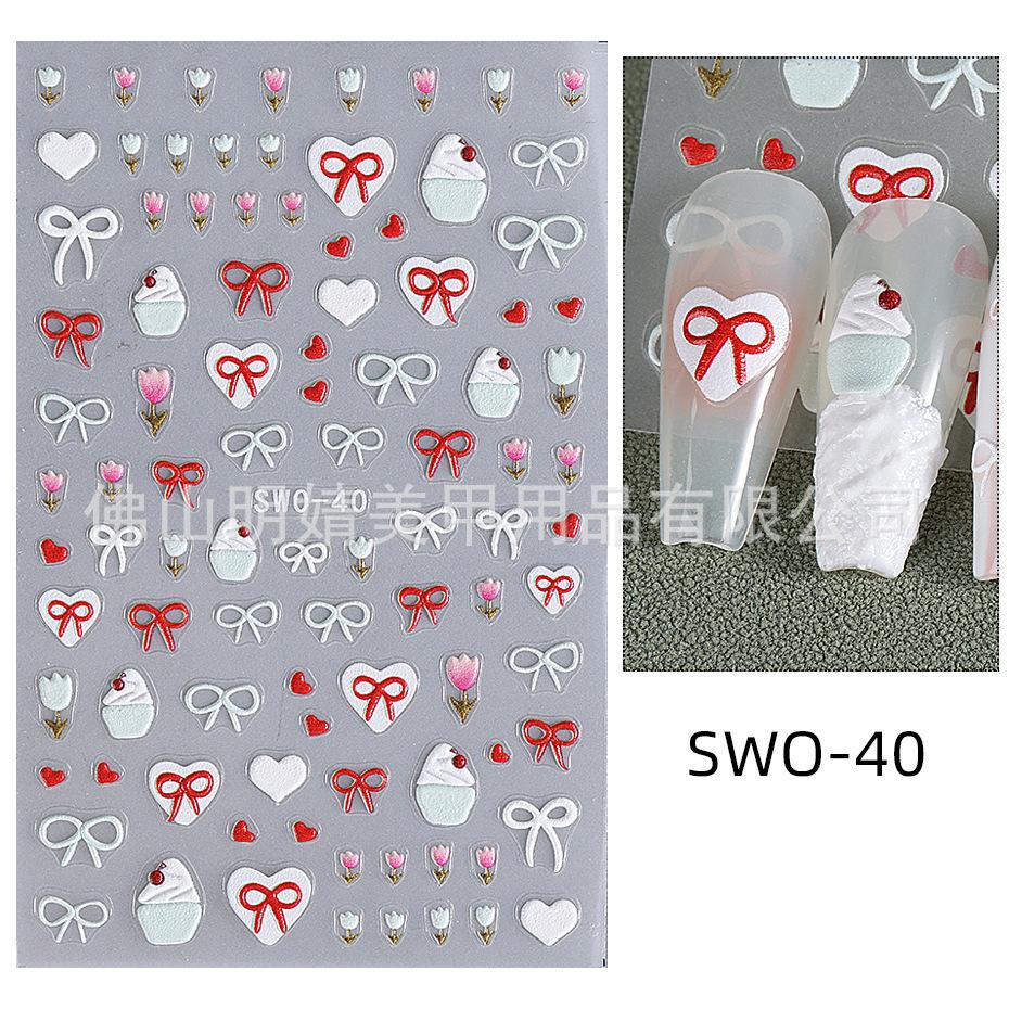 

Новый летний наклейка для ногтей 2025, милый дизайн макарон с узорами вишни и клубники, наклейки для нейл-арта в стиле инс Swo-40