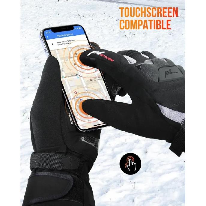 KEMIMOTO Electric Heated Gloves Winter Skiing Gloves Touch Screen Motorcycle Gloves Waterproof Rechargeable Heating Thermal