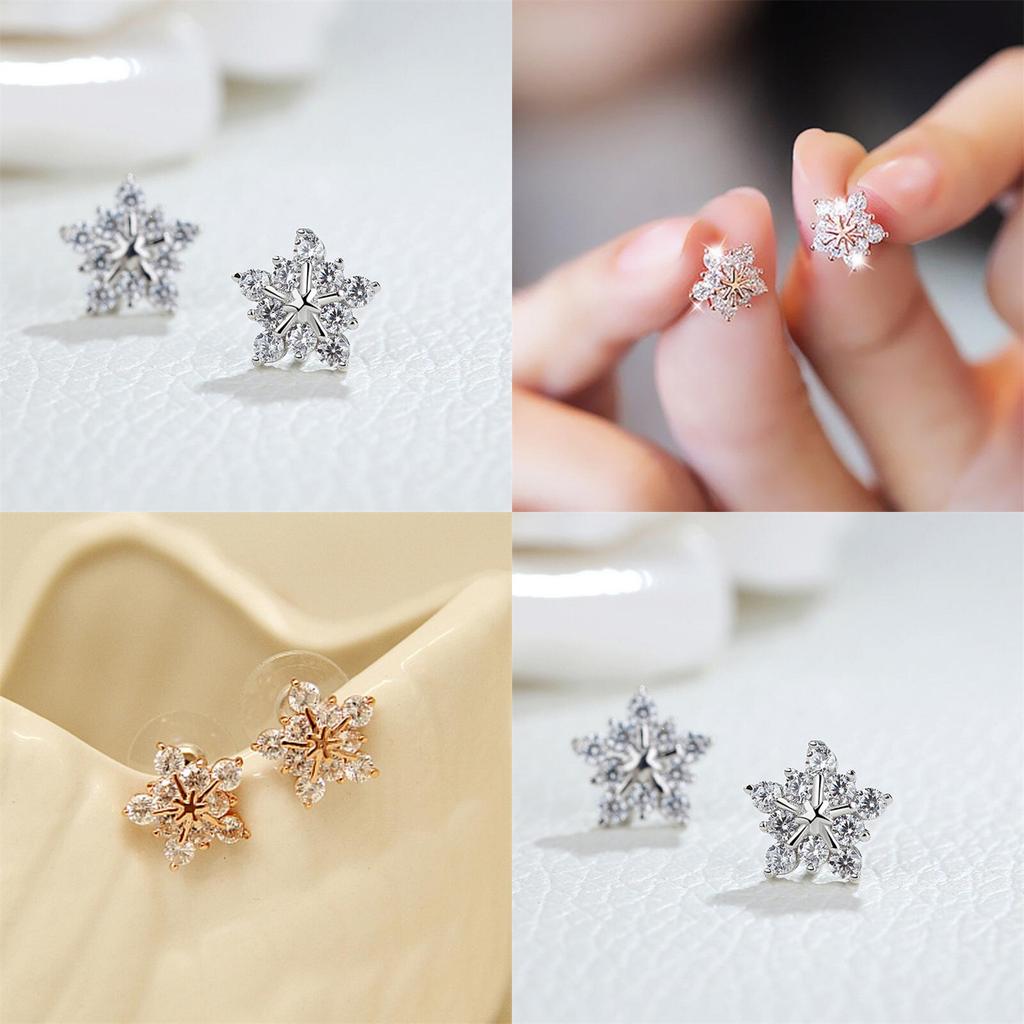 Snowflake Silver Ear Stud For Women Christmas Party Accessory Gift