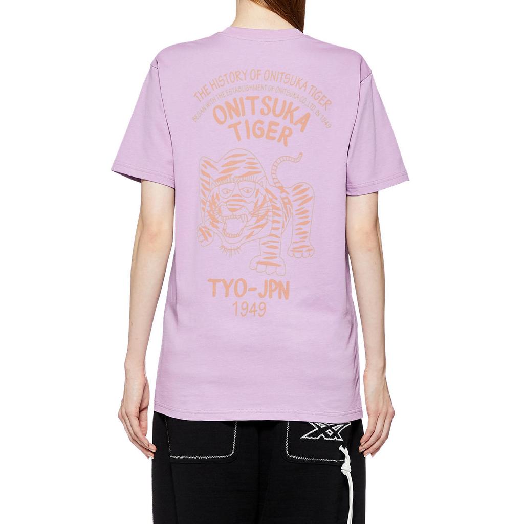ONITSUKA TIGER Alphabet Embroidery Casual Short Sleeve T-Shirt Unisex Tops Violet 2183B150-400