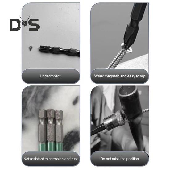 6/12-teiliges Set mit hochmagnetischen Schraubendreher-Bohrern, starke Haltbarkeit, weit verbreitet, rutschfeste Bohrer, Präzisions-Schraubendreher-Set