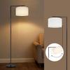 Lampadaire arc beige style scandinave NETTLIFE – E27, Lampe sur pied salon avec abat-jour tissu pour ambiance chaleureuse