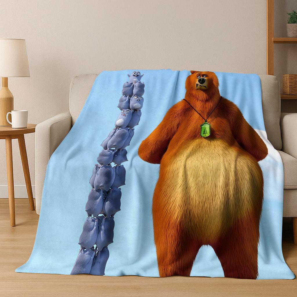 Funny Grizzy and The Lemmings Cartooon Flannel Blanket,Cozy Soft Throw Blanket for Home Bedroom Bed Sofa Picnic Cover Kid Gift