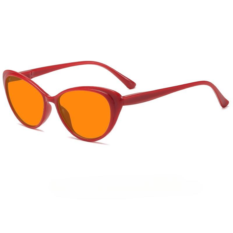 Fashion Cat-Eye Night Vision Glasses For Men And Women Red & Orange Lenses Blue Light Blocking Glasses Computer Goggles