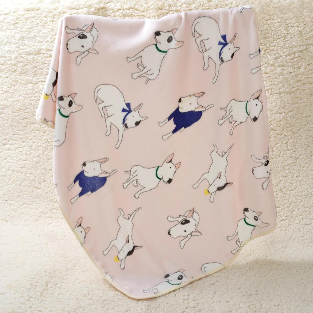 100 X 75cm Cozy Warm Pet Bed Mat Cover Towel Cat Dog Flannel Bull Terrier Printed Soft Blanket For Small Medium Large Puppy Dogs