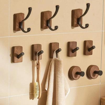 Nuevo gancho simple de madera maciza de nogal para colgar en la pared del baño, perchero para dormitorio, perchero para el hogar, toalla, decoración de llaves