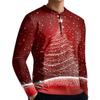 Men's Casual Button-Down Sweatshirt Fashion Printed Long Sleeve Shirt Pullover