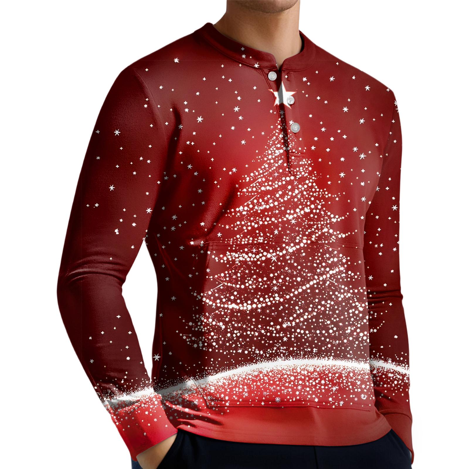 

Men s Casual Button-Down Sweatshirt Fashion Printed Long Sleeve Shirt Pullover XXXXL