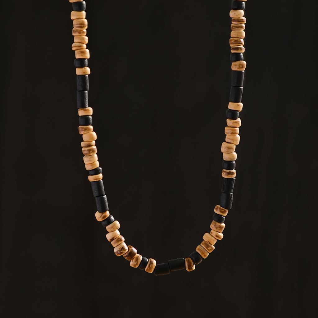 Brown and Black Small Beaded Chain Necklace Men Trendy Wood Beads Short Choker Necklace Collar on Neck 2023 Fashion Jewelry Male