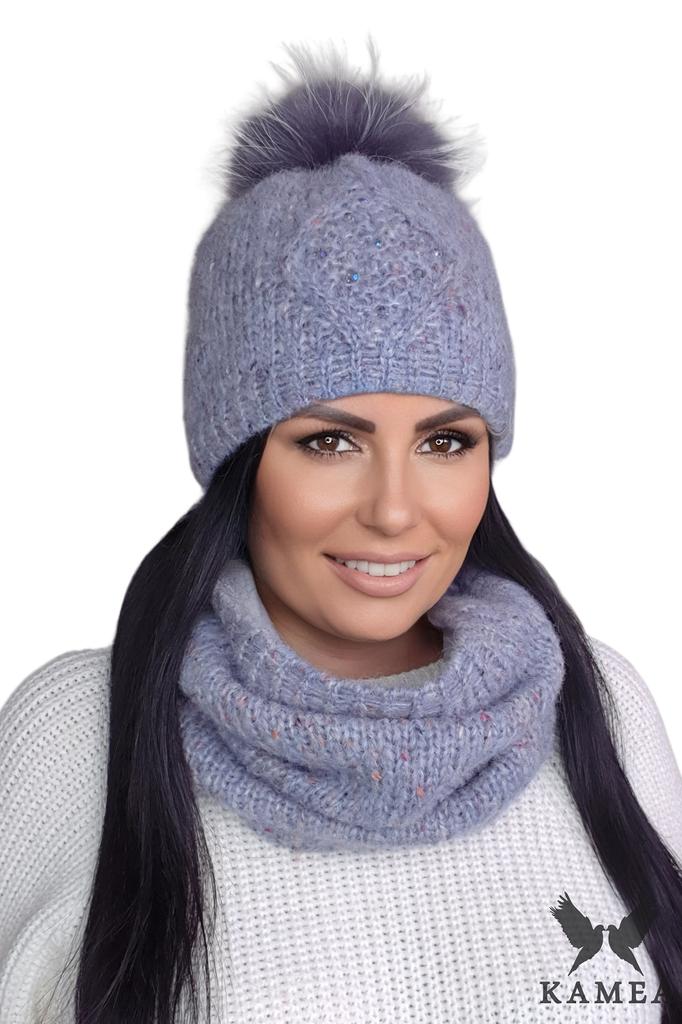 Cyrena Women' Pompom Hat Natural Blue
