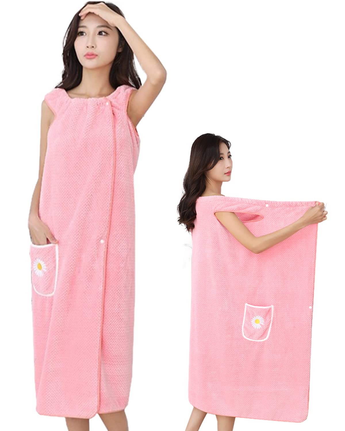 

ESPOSIA Wearable Bath Towel, Bathrobe, Wrap Towel, Adult Microfiber, Quick-Drying, Developed in Collaboration with Single Mothers (Sakura Pink, L)