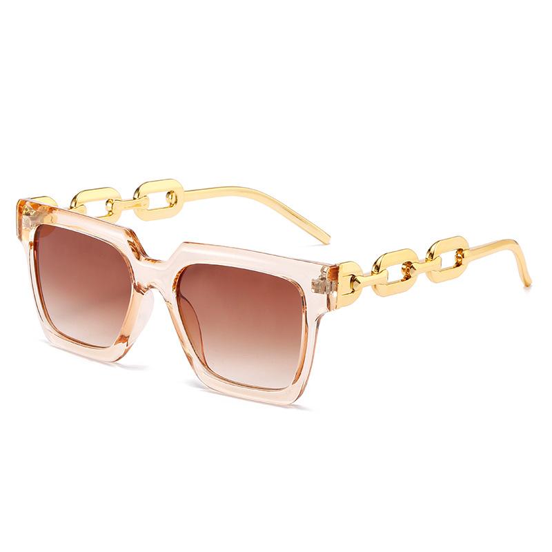Ins New Retro Candy Color Square Women Sunglasses Luxury Brand Trend Chain Frame Design Men High Quality Uv400