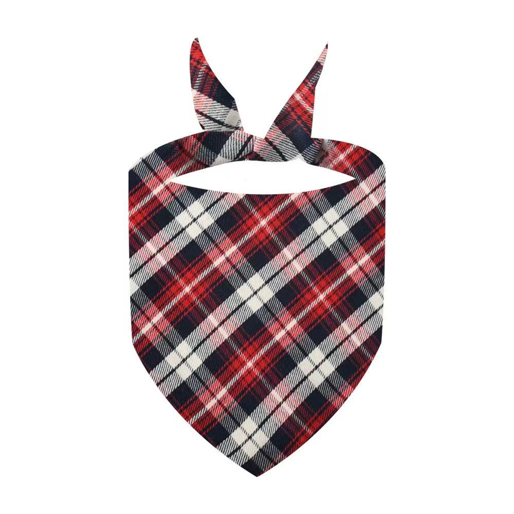 All-Cotton Plaid Christmas Dog Bandana Scarf