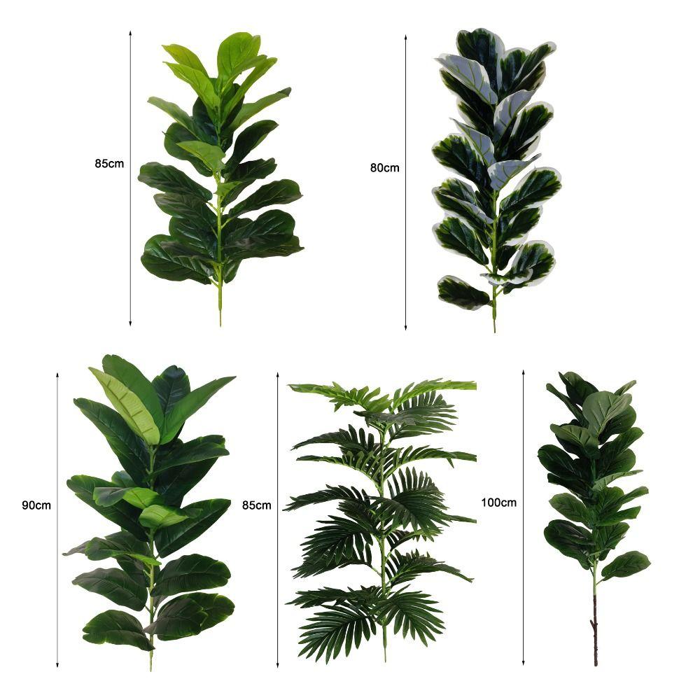 23 Leaves Artificial Ficus Tree Green Plastic Large Artificial Ficus Office Decor