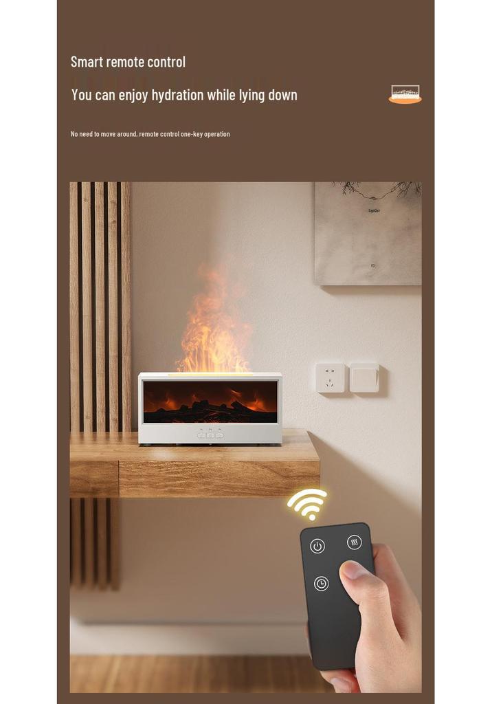 3D Aroma Diffuser & Fireplace Humidifier with Remote Control - Seven-Color LED Display