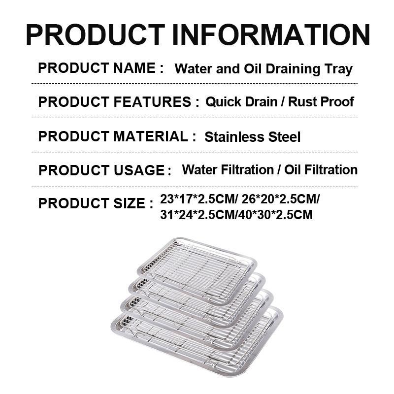 Stainless Steel Baking Tray With Removable Cooling Rack Set Non-Stickbbq Pan Tray Plate Oven Rack Cooking Roasting Dish