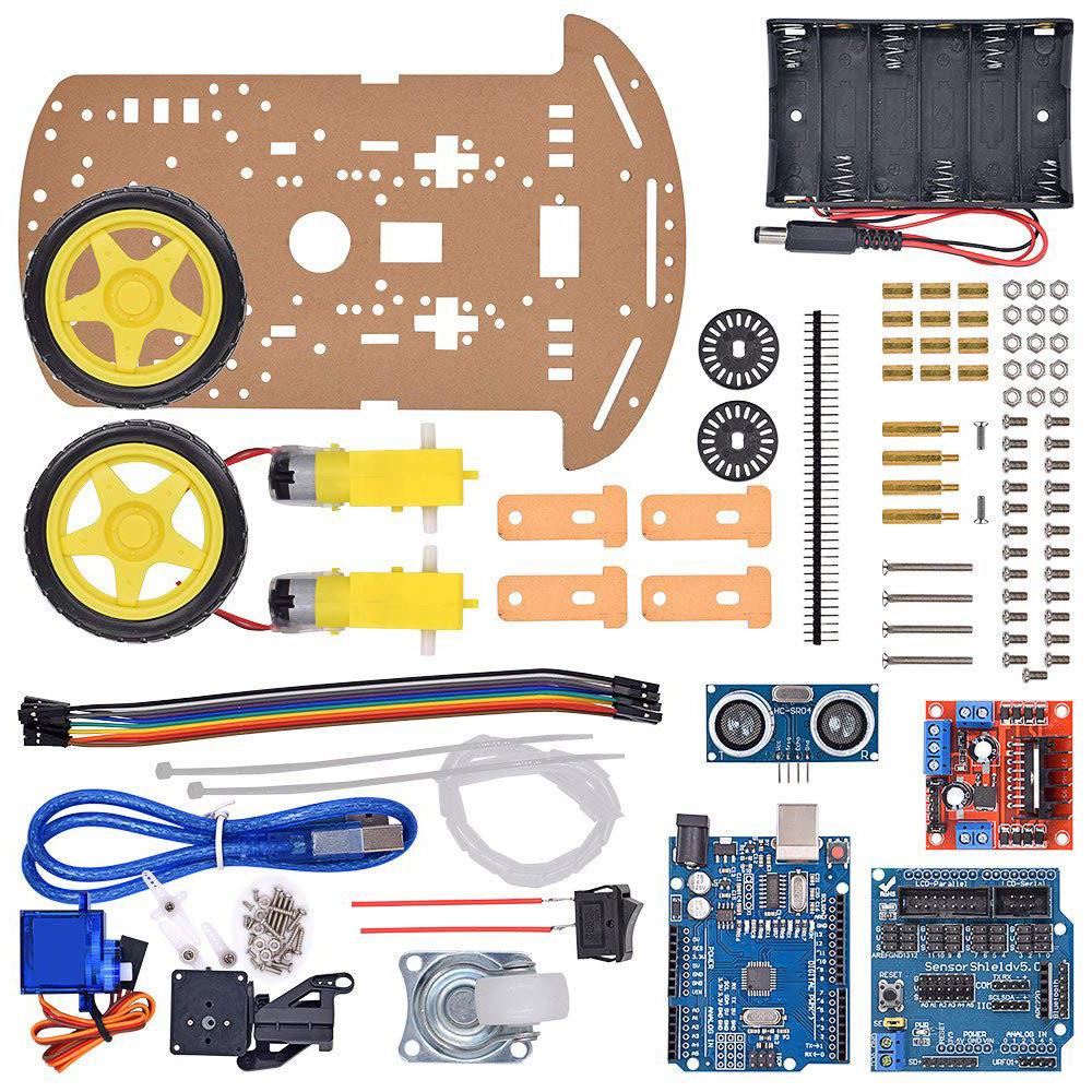 For Arduino-Compatible Robotics Kit with Obstacle Avoidance 4 Tracking Modules 20 Linear Encoders and PCB Frame