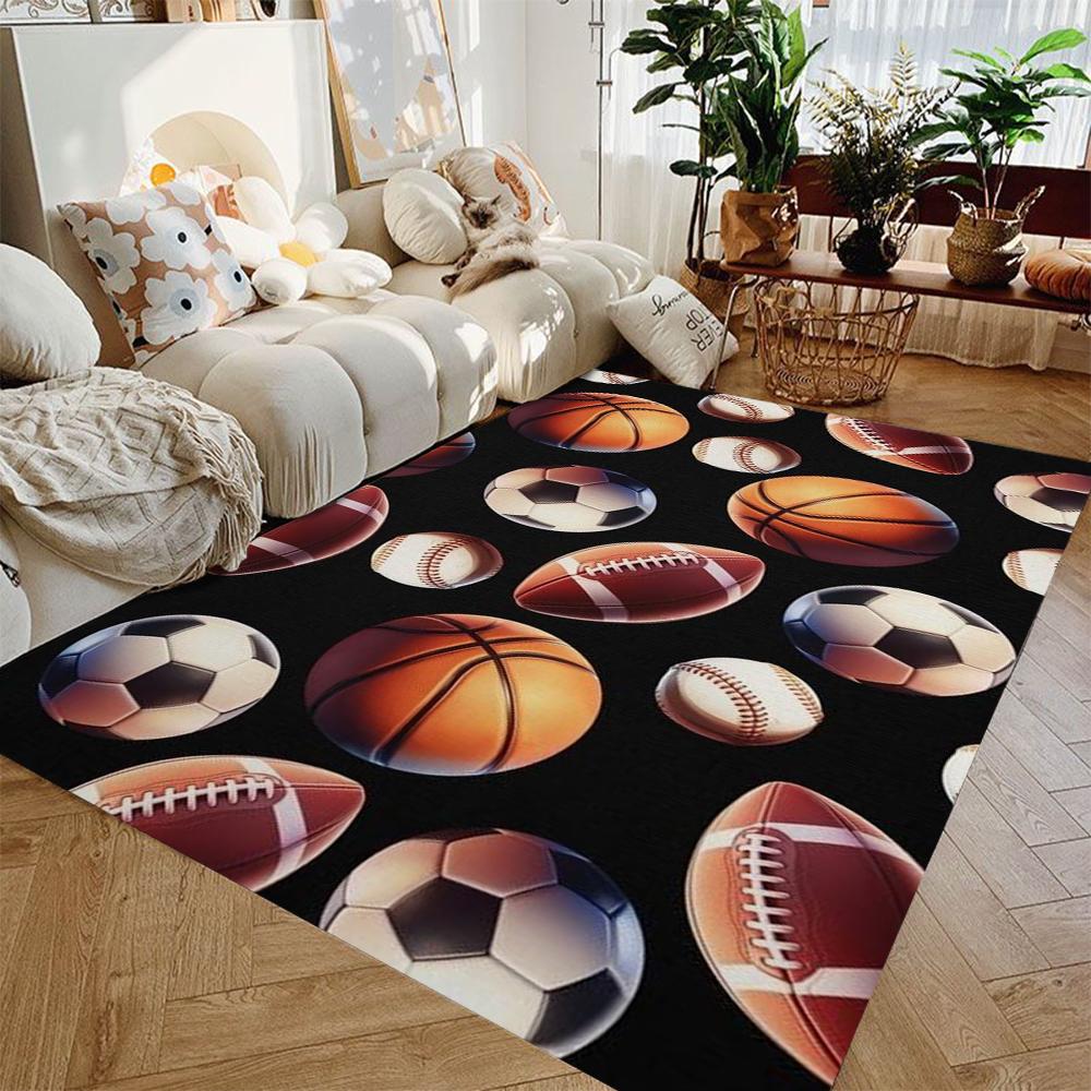 Boys Football Bedroom Accent Rug Rugby Large Area Rug for Dining Room Non-Slip Soft Washable Sport Floor Carpet for Boys Teens