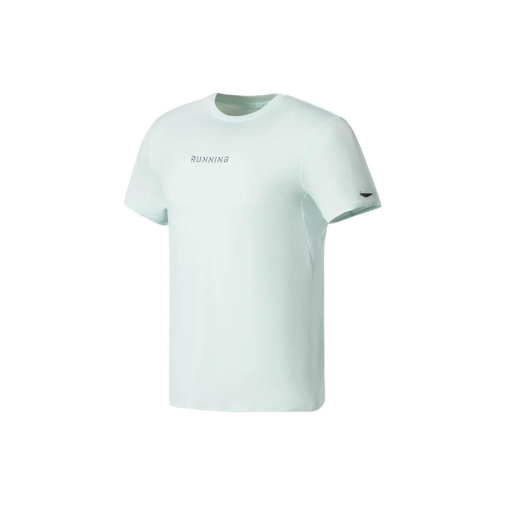 Li Ning Running Series Solid Color Quick-Dry Breathable Sports Training Short Sleeve T-Shirt Men Tops Light-Blue ATSS061-2