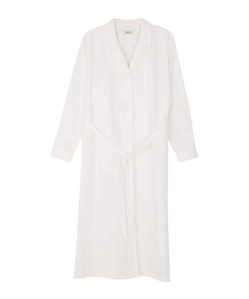 PLUNASTUDIO Waist Strap Long Shirt Dress_White