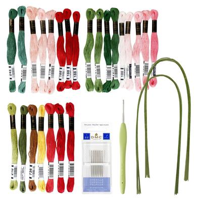 Embroidery Crochet Starter Set "Beautiful Flowers Crocheted with Embroidery Thread" Book Materials & Tools Set Book Sold Separately