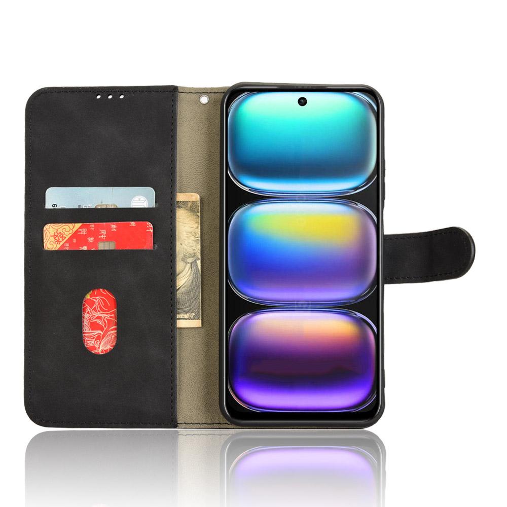 

For Infinix Hot 50 4G Leather Case Skin-Feel Anti-Drop Wallet Flip Phone Cover Blue