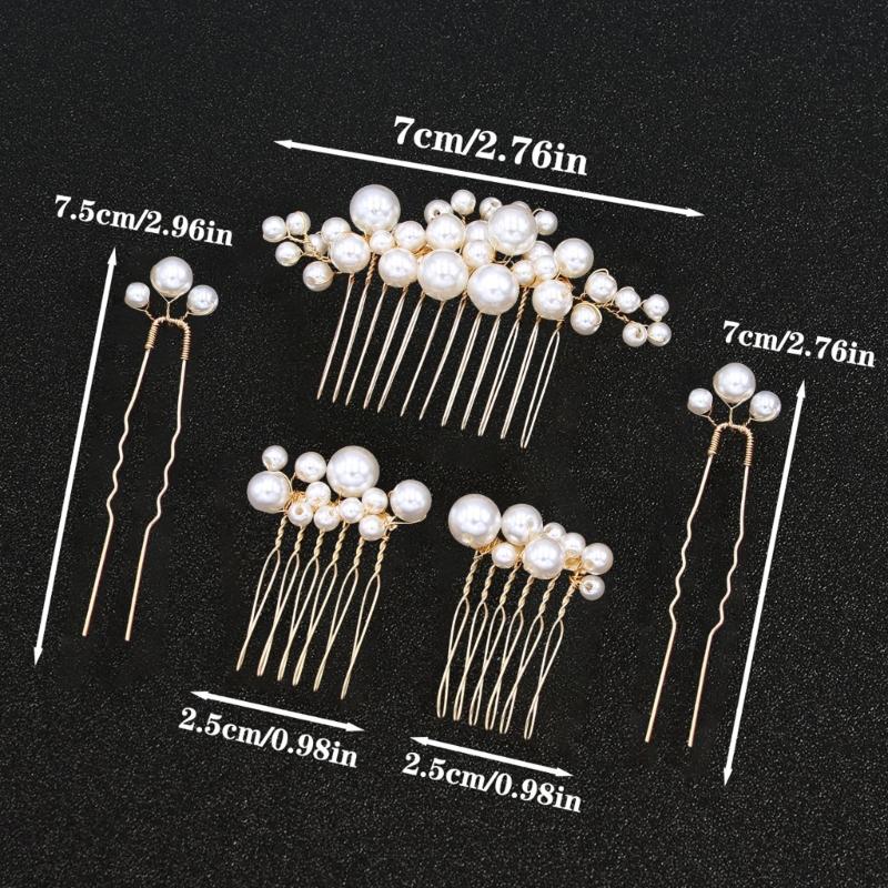 5Pcs Wedding Rhinestones Hairpins Bridal Party Hair Accessories With U Shaped Design For Bride Bridesmaids Flower Girls