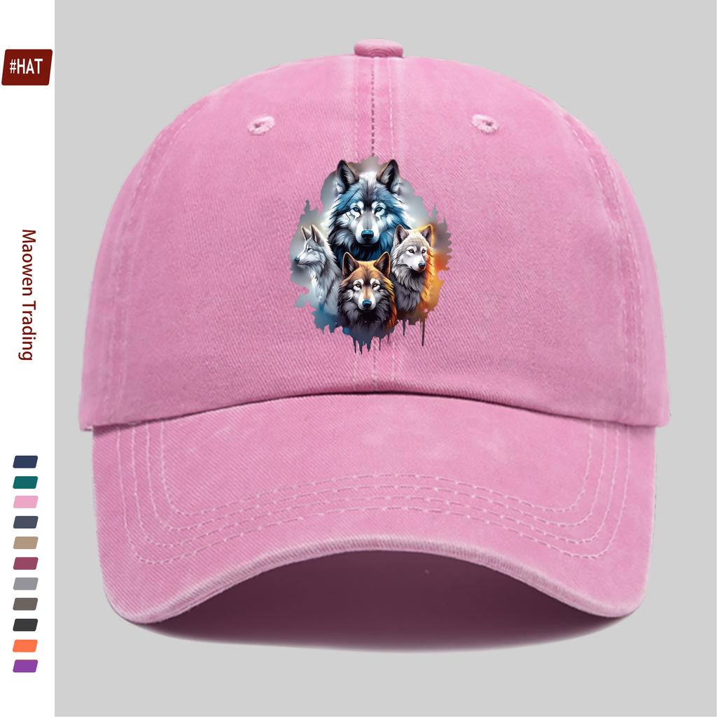 pc Four Wolves in the Jungle Print Baseball Cap with Forest Print Design Sun Hat Hunting Decorative Hat Adjustable Strap Mul