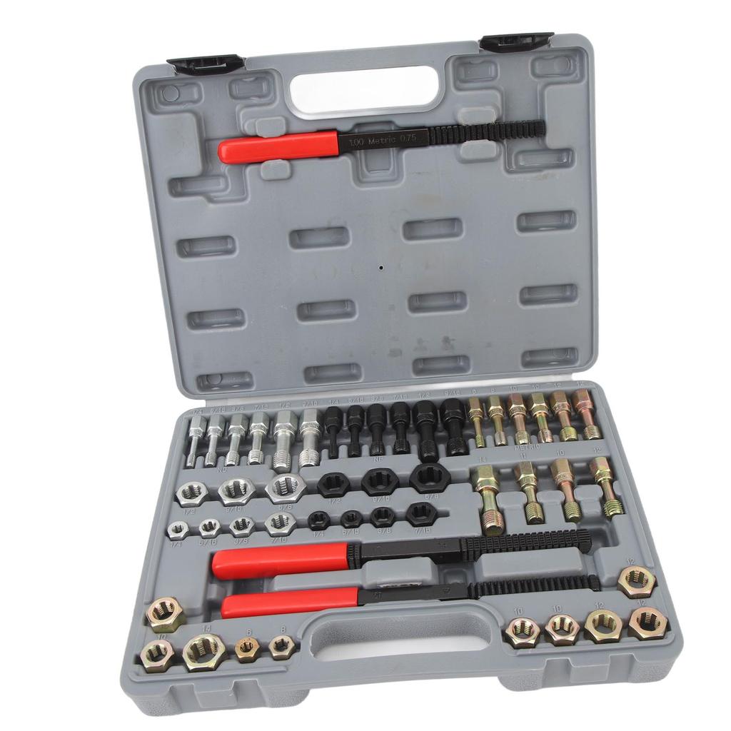 49PCS Thread Repair Thread Chaser Tool Set Metric Bolt Restorer File Nut Rethreader for Auto Mechanics