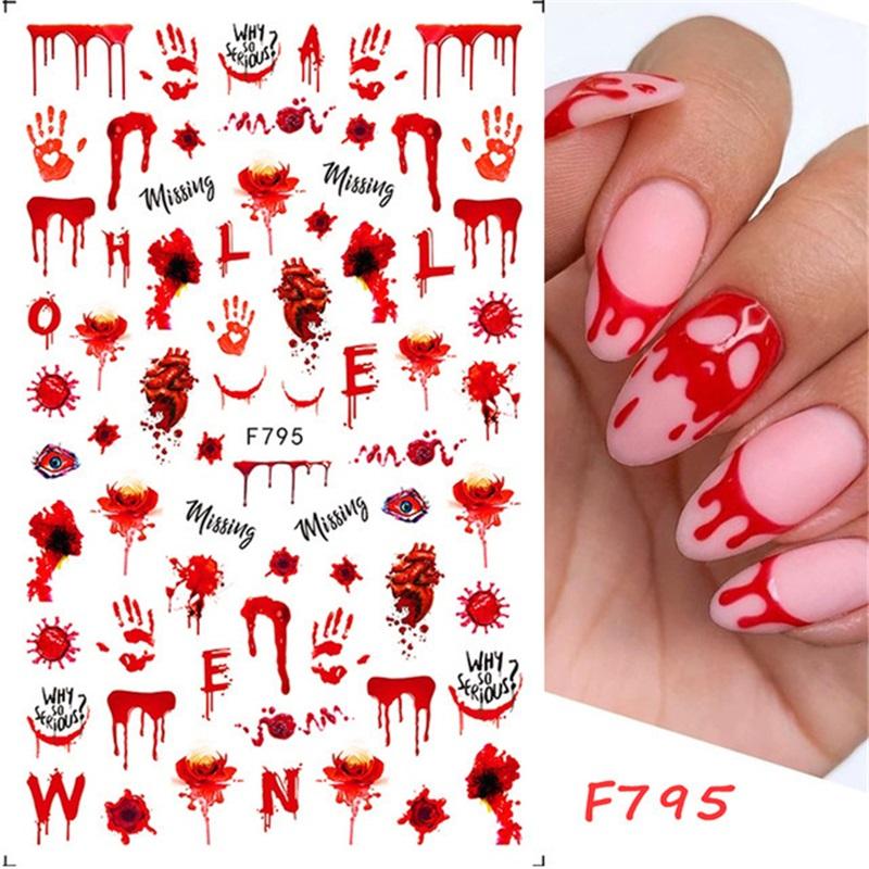 New Nail Art Stickers European and American Ghost Festival Dark Butterfly Bloodthirsty Rose Skull Zombie Nail Decal