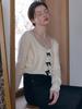 FABRICSEOUL Ribbon V Neck Knit Cardigan_Ivory