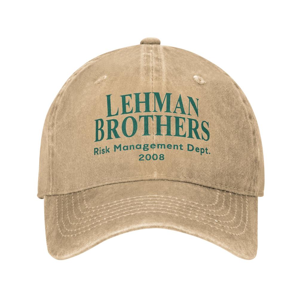 Unisex Lehman Brothers Risikostyringsavdeling Trykkhatt Vintage Distressert Denim Baseballcaps Justerbar