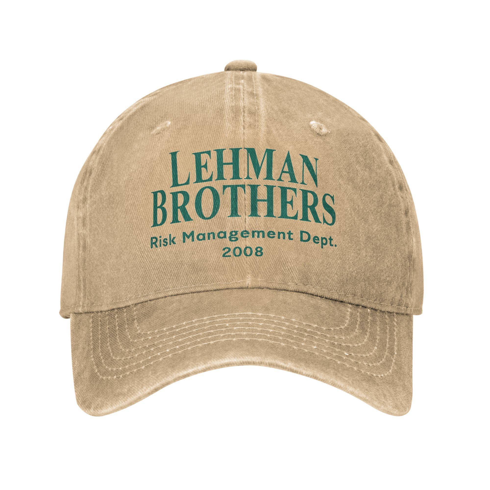 

Unisex Lehman Brothers Risk Management Department Print Hat Vintage Distressed Denim Baseball Cap Adjustable