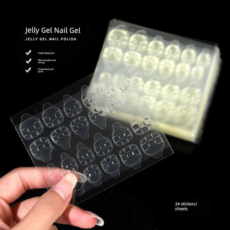 

[Wholesale Price] Strong Jelly Glue Yellow Pink Capsule Ultra-Thin Nail Stickers Wear Armor Removable Waterproof High Viscosity Yellow Gum 72 paste [3] A week is enough