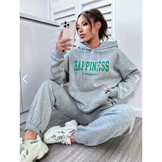 

Женский серый спортивный костюм Happiness Bottom Top Oversize с капюшоном s