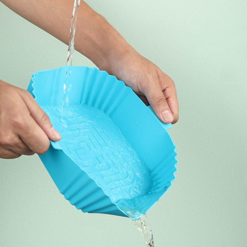 Square Air Fryer Liner Non-Stick Silicone Basket Reusable Air Fryer Accessories Silicone Material 4 Colors for Air Fryer