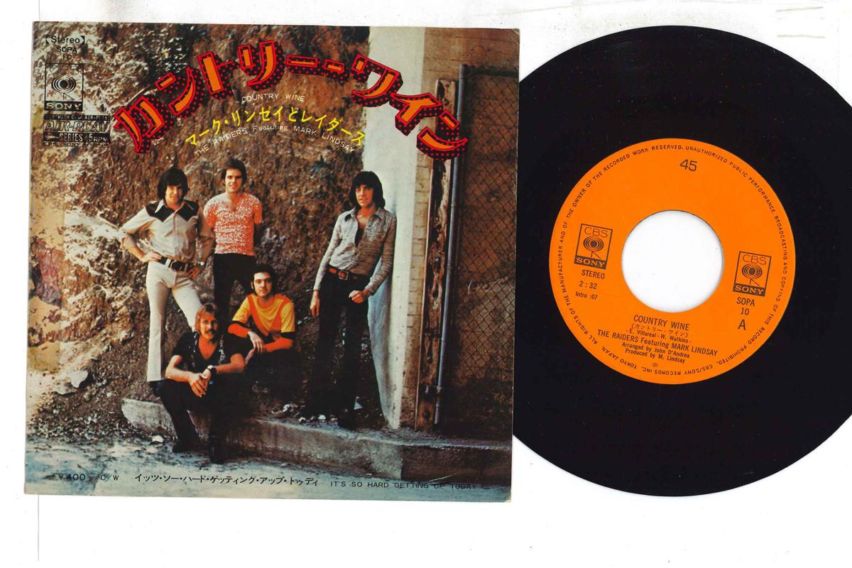 

7-дюймовая пластинка RAIDERS - Country Wine SOPA10 CBS SONY 1972 Япония Рок Б/у