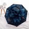 Elegant Blue Floral Skull Decorative PlateUmbrella, Portable 3-Fold Umbrella for Men & Women,Christmas Gift ES339