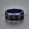 Zednářský symbol Černo-modrý laser Wolframová ocel Pánský prsten