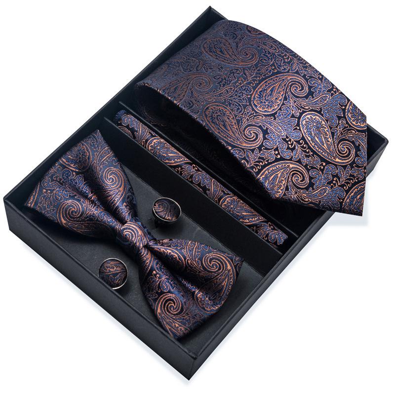 Set de 6 piezas, Corbata de Vestir de Negocios 8 cm Corbata para Hombre Set de Pajarita Caja de Regalo.