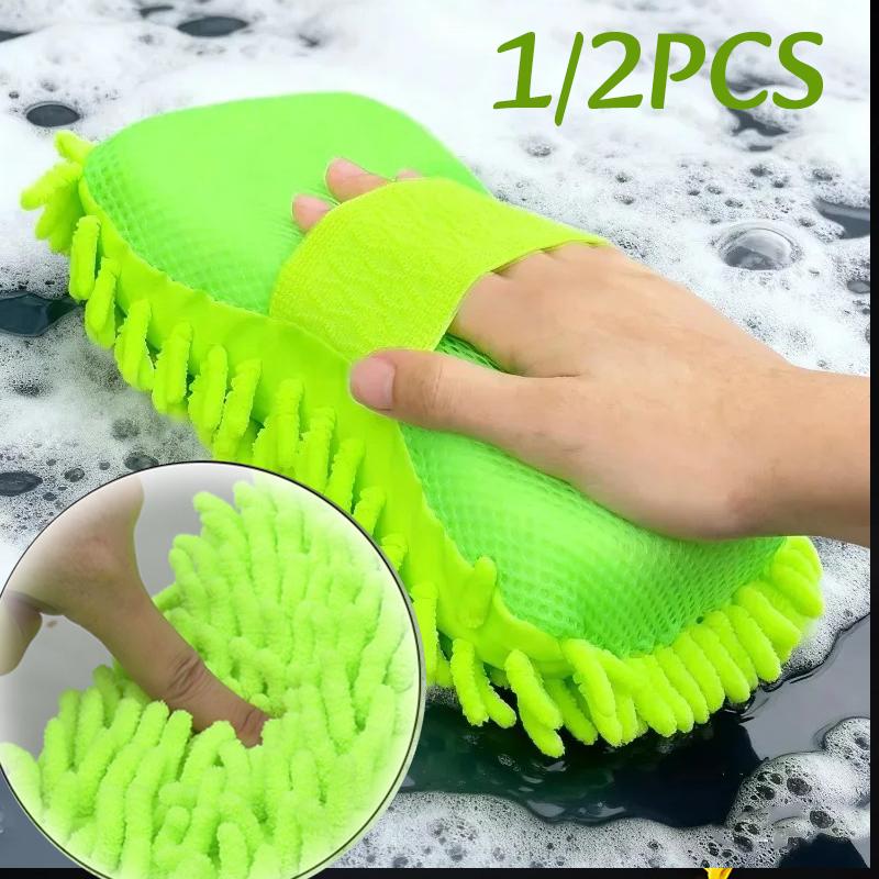 1/2 Stück Chenier Autowaschschwammhandschuhe Mikrofaser Autowäscher Schwamm Pflegebürsten Pad Waschschwamm Reinigungswerkzeuge Waschtuch