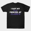 Asian Size Men Black Print T-shirt Funny Offensive I Got My Cl*T Pierced At Claire'S (Purple) No-Cut Print Cotton Tshirt