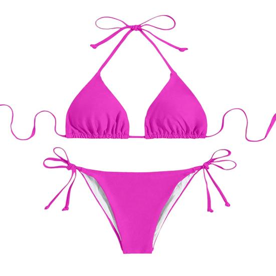 Damen Sexy Bikini Set Neckholder String Tie Side Zweiteiliger Badeanzug Mini Triangle